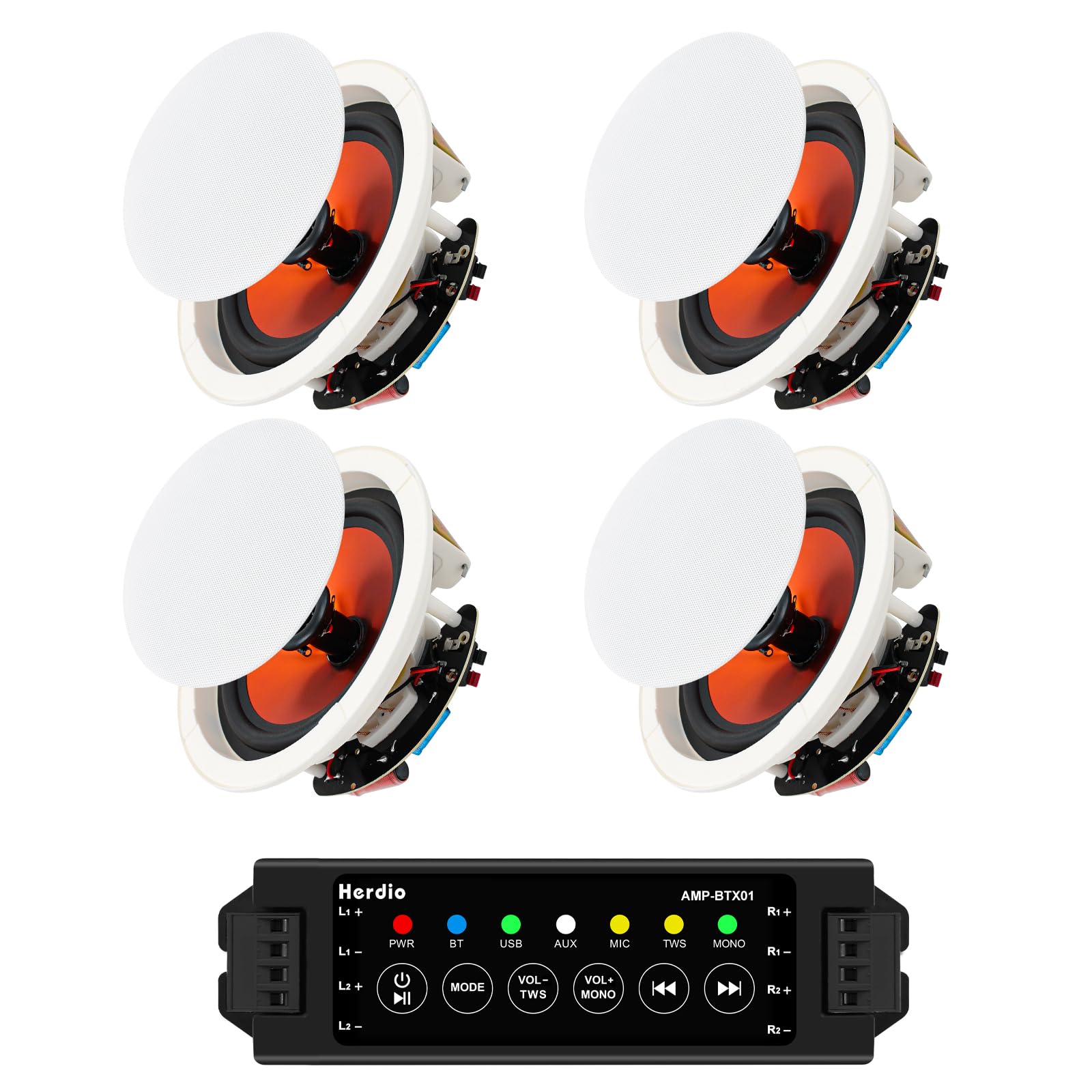 Home Cinema Encastrable - Herdio 4'' Haut-parleurs de plafond Bluetooth