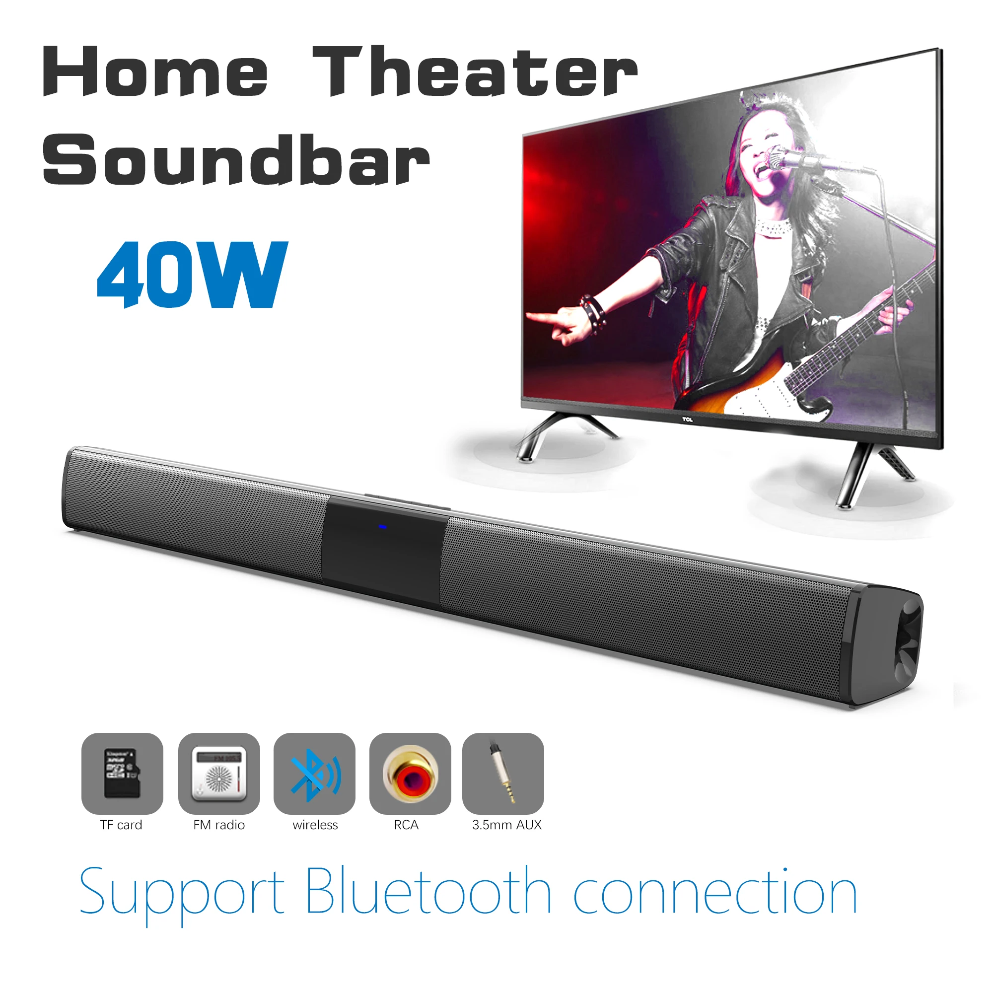 Home Cinema With Wireless Rear Speakers - Barre de son haute puissance 40W,