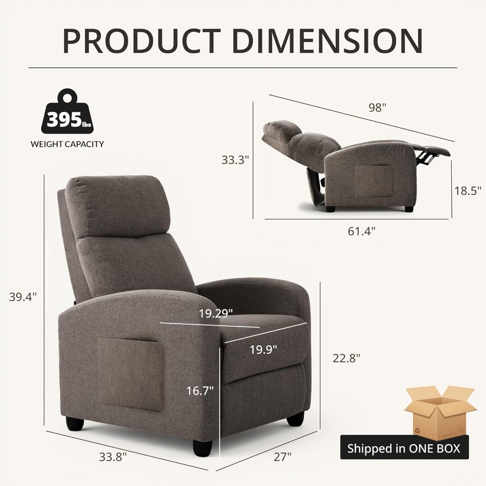 Home Cinema Recliners - Fauteuil inclinable manuel moderne, canapé individuel
