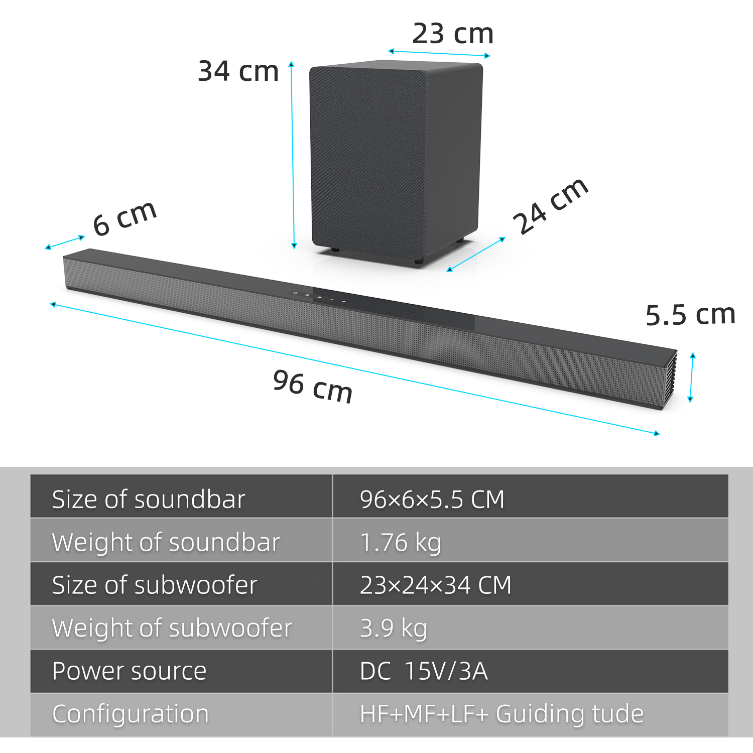 Barre de son TV 84W avec caiss - Home Cinema With Wireless Rear Speakers avis et prix