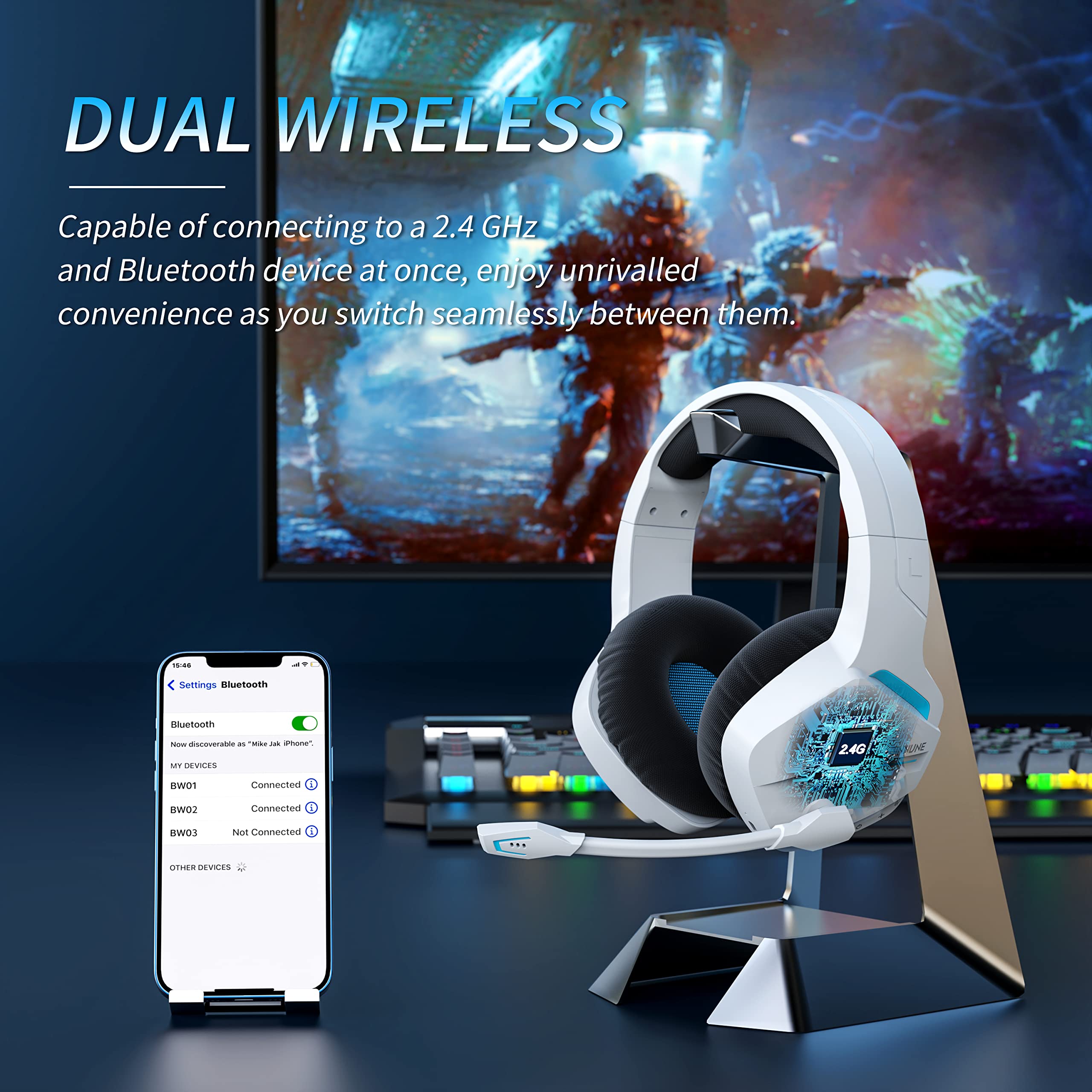 BINNUNE-Casque de jeu sans fil - Home Cinema Headphones avis et prix